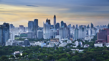 Modern city in a green environment,Suan Lum,Bangkok,Thailand