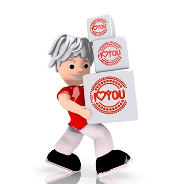 I love you icon  carried by a cute character