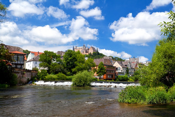 Fototapete - castle over river in Marburg, Germany