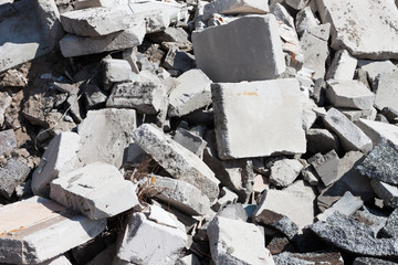 Concrete debris on construction site