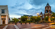 Panoramic view of town square in Dallas, Georgia, after sunset