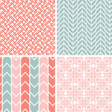 Vector Set Of Four Gray And Pink Geometric Patterns And