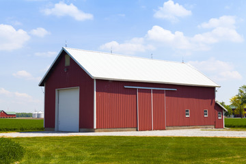 Wall Mural - Red Barn With White Garage Door