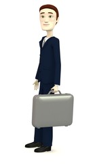 Sticker - 3d render of cartoon character with suitcase