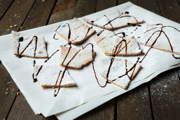 Wall Mural - crispy cookies with chocolate sauce