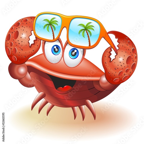 Crab Cartoon with Sunglasses-Granchio con Occhiali da Sole