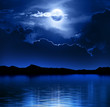 Fantasy Moon and Clouds over water