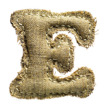 Linen vintage cloth letter isolated on white