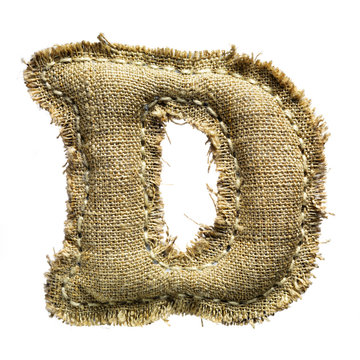 Linen vintage cloth letter isolated on white
