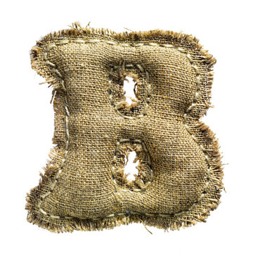 Linen vintage cloth letter isolated on white