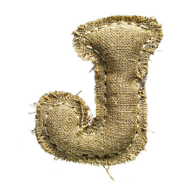 Linen vintage cloth letter isolated on white
