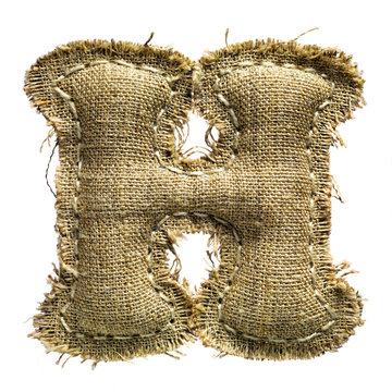Linen vintage cloth letter isolated on white