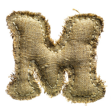 Linen vintage cloth letter isolated on white
