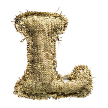 Linen vintage cloth letter isolated on white