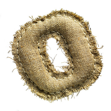 Linen vintage cloth letter isolated on white