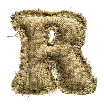 Linen vintage cloth letter isolated on white