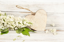 Wood Background With Lilac Flowers