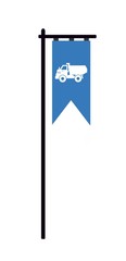 Poster - Camion benne dans un drapeau oriflamme	