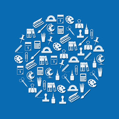  stationery icons in circle