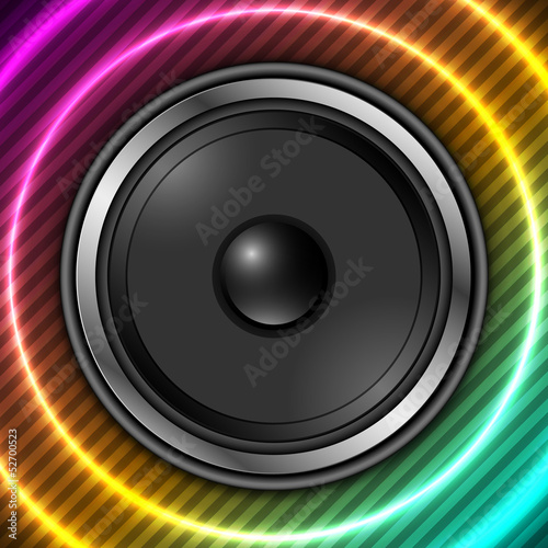Fototapeta na wymiar Speaker with abstract colorful background