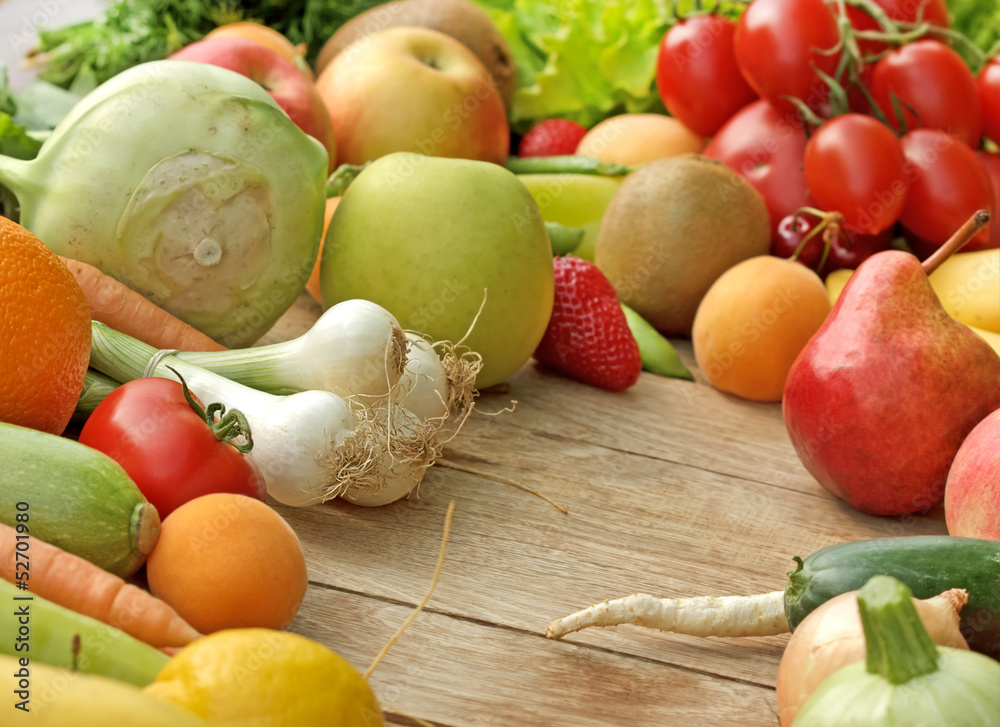 Fresh fruits and vegetables - obrazy, fototapety, plakaty 