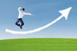 © Creativa Images - Businessman success jump over arrow cloud