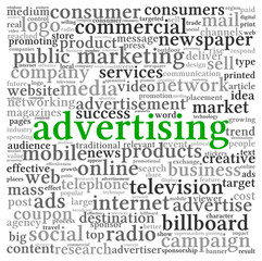 Wall Mural - Advertising concept in word tag cloud