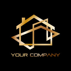 Wall Mural - Vector golden Logo house, real estate agency