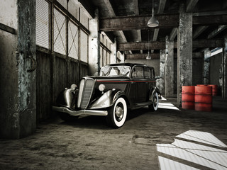 Wall Mural - oldtimer in einer alten fabrikhalle