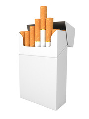 open full pack of cigarettes isolated