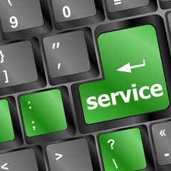 Poster - services computer key showing help and assistance