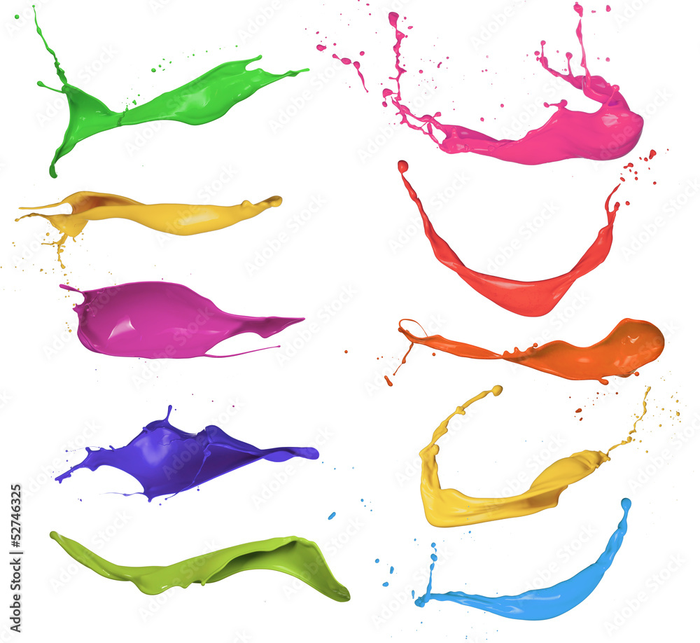 Colored splashes isolated on white background - obrazy, fototapety, plakaty 