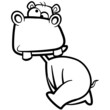 coloring humor cartoon hippo running with white background