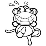 Fototapeta Dinusie - coloring humor cartoon monkey running with white background