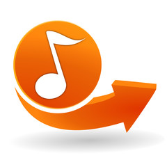 Sticker - note de musique sur bouton web orange