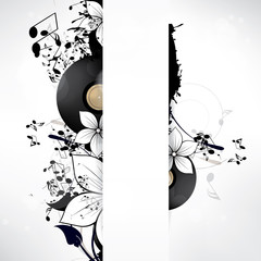 Wall Mural - abstract musical background with notes