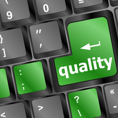 Poster - quality button on computer keyboard showing business concept