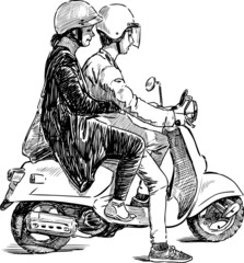 couple on a scooter