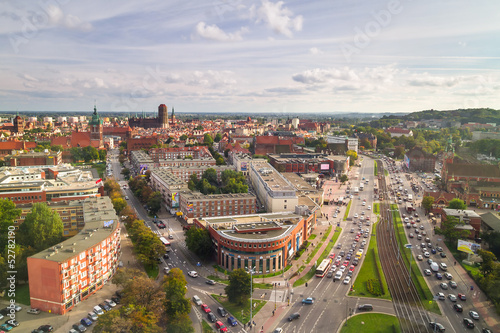 Obraz w ramie Panorama of Gdansk city centre in Poland