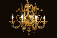 Beautiful Chandelier(Murano Italy) Isolated On Black Background.