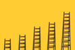ladders on yellow wall ,competition concept