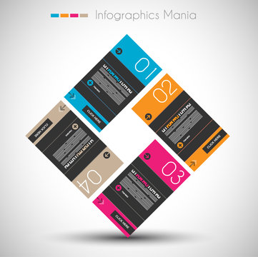 Infographic design template with paper tags.