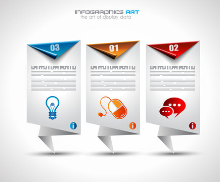 Infographic design template with paper tags.
