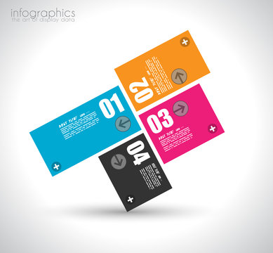Infographic design template with paper tags.