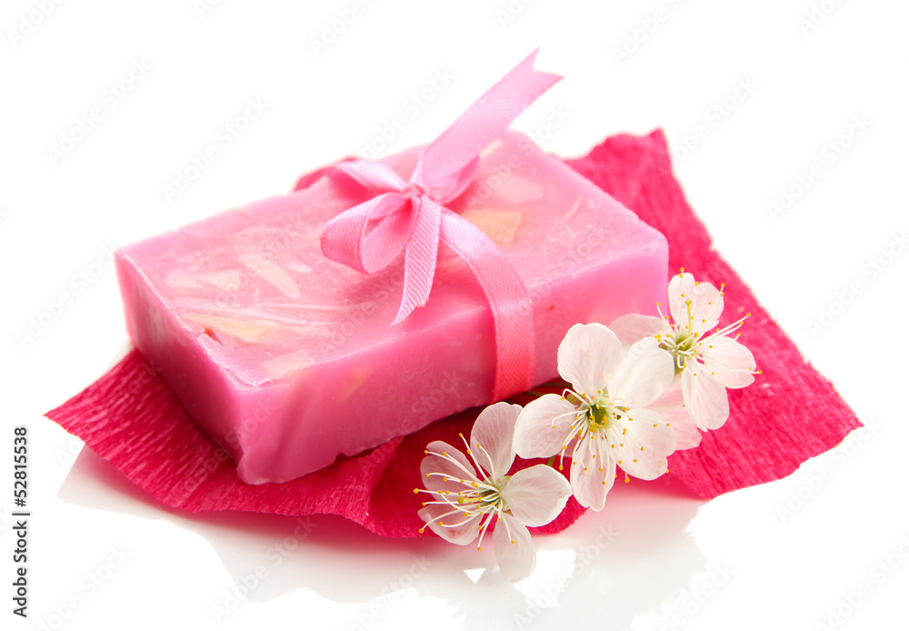 Natural handmade soap, isolated on white