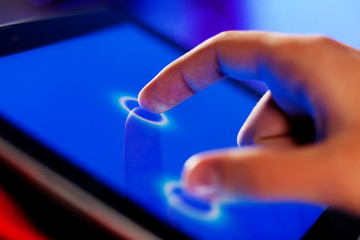 Finger touching screen