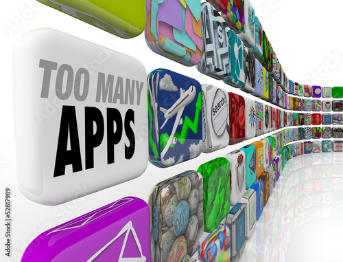 Fotografie, Obraz Too Many Apps Software Programs Oversupply Glut Surplus