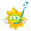cartoon sun with mask and  snorkel