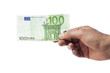 Hand hält Hundert Euro Schein, isoliert