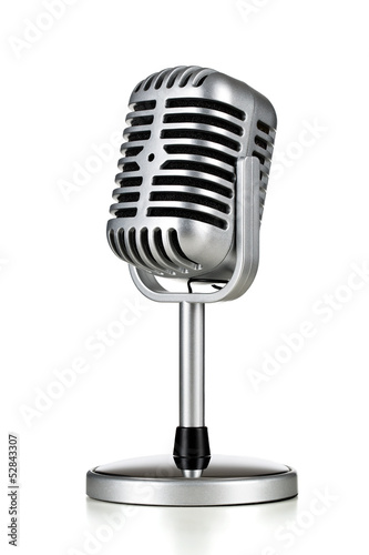 Fotografía Vintage silver microphone isolated on white background